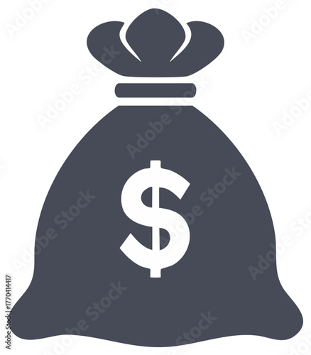 Stylized money bag icon with dollar symbol illustrating finance, wealth, savings, and investment concepts