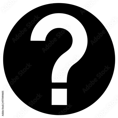 White question mark sign on black circular background raising inquiries and uncertainty about problem solving challenges