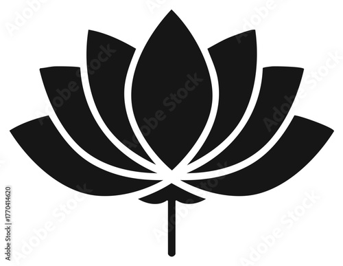 Black Lotus Flower Icon, Symbol of Purity, Enlightenment, and Rebirth