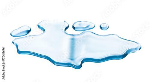 Abstract flowing liquid water splash with light blue and white colors isolated on transparent background