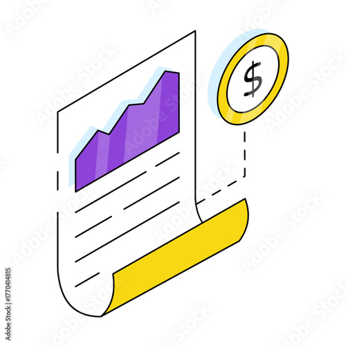 A colored design icon of financial report 