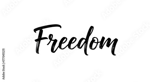 Freedom word calligraphy typography isolated on white background concept