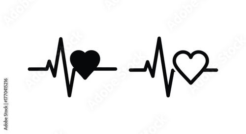 Heartbeat line with heart shapes a symbol of love and life