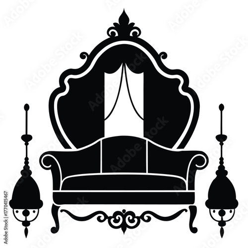 victorian style living room with ornate decor  vec