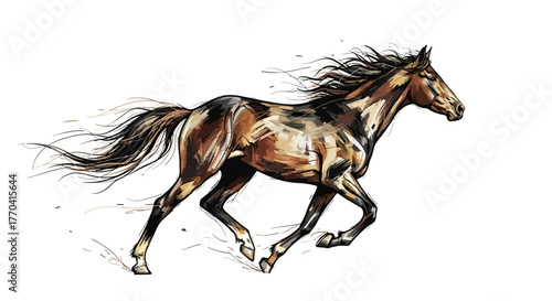 Running horse illustration artistic depiction motion freedom speed concept