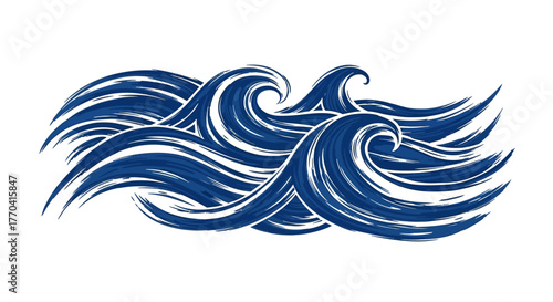 Stylized ocean waves illustration graphic design element seamless pattern concept