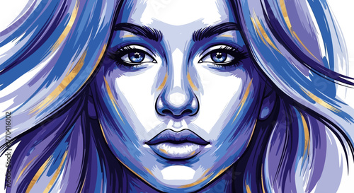Woman portrait in cool color tones artistic rendering
