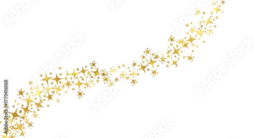 Принти на полотні Sparkling golden starburst confetti trail flowing diagonally across a black back