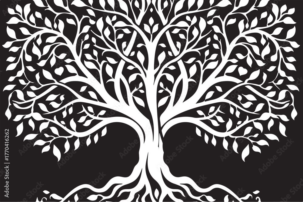 Obraz premium Healthy Tree Silhouette Set – Decorative Vector Art for Logos & Design 🌱