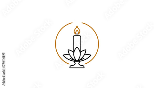 Candle with lotus flower in minimalist design, Dia de los Reyes  