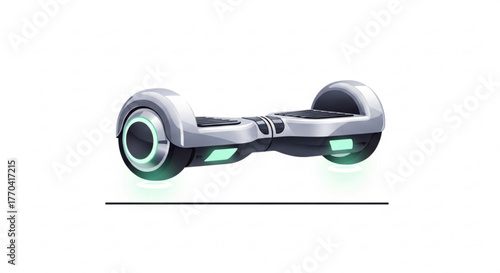 Illustration of a selfbalancing scooter, also known as a hoverboard, modern personal transportation