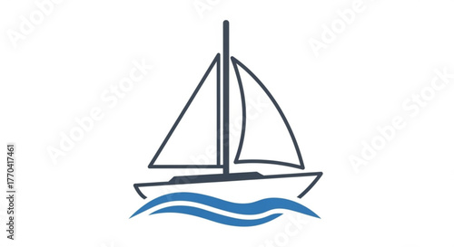 Illustration of a sailboat on the water the sailboat is a simple design with a single sail and mast