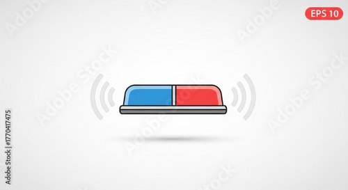 Emergency siren with red and blue lights flashing, indicating danger or urgency vector illustration