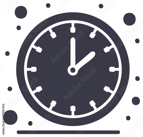 Clock Showing Time with Dots Decorative Graphic Element Concept