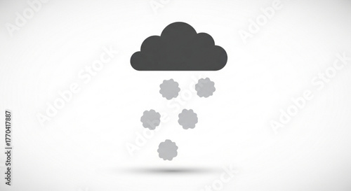 A grey cloud with falling snowflakes on, representing winter weather and precipitation