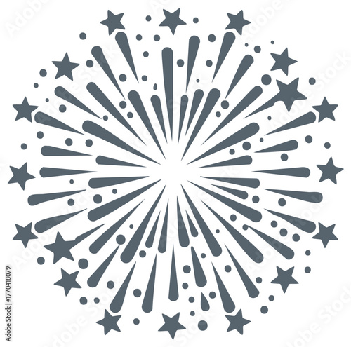 Stylized fireworks explosion with stars a celebratory festive graphic element