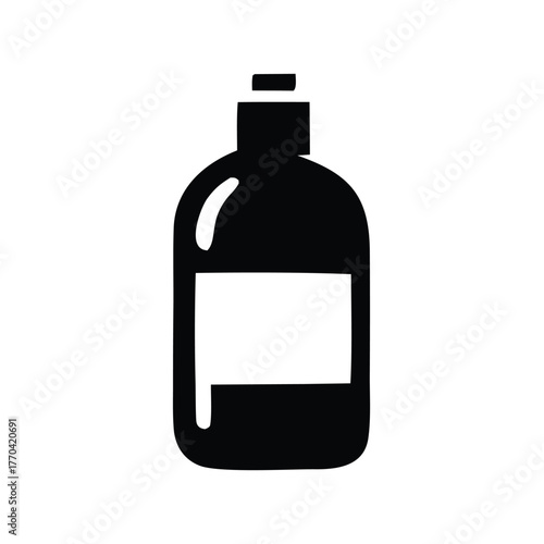 Bottle with label, silhouette design