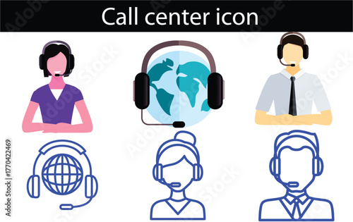 Customer Care  icon collection set. Containing design customer support,customer care,customer question,live chat support, customer service Simple line vector.