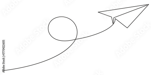 Plane continuous one line paper art travel outline icon sketch vector illustration doodle trip. Art single line plane flight air airplane background linear aircraft fly airport business international
