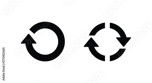 Black circular arrows showing clockwise and counterclockwise rotation on white background
