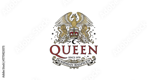 The iconic Queen logo featuring the band's name and the Bohemian Rhapsody subtitle, set against a white background.