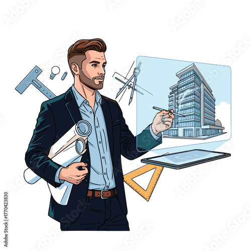 vector of an arcitex with a white background 