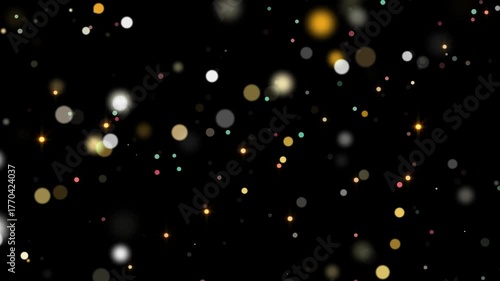 gold glitter dust bokeh background loop 4k video. gold sparkles particles stars black background video. colorful happy birthday celebration backgrounds concept. christmas glittering new year.