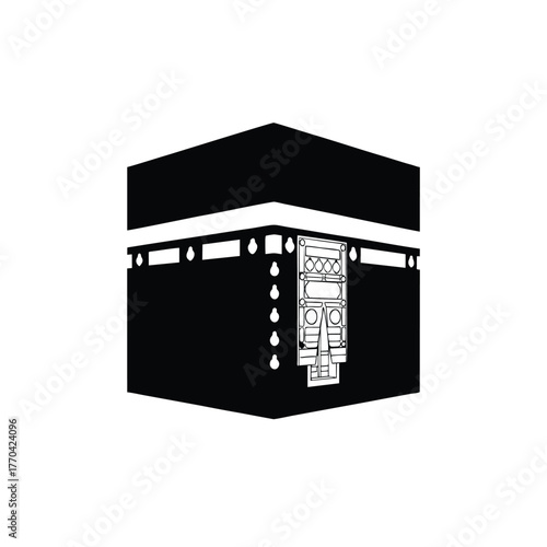 vector silhouette of the Kaaba with background 