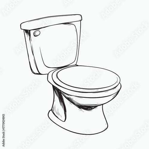 hand drawn illustration of a toilet