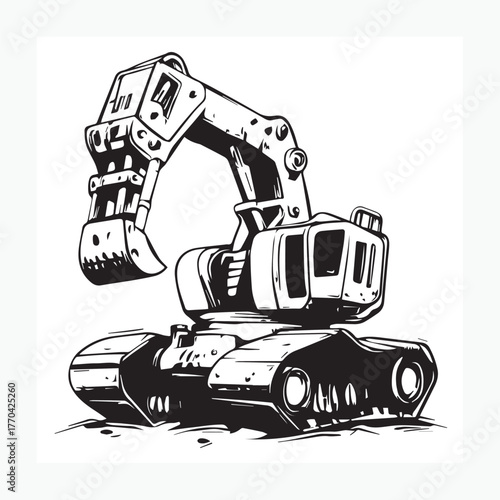 vector illustration of a ditch digger