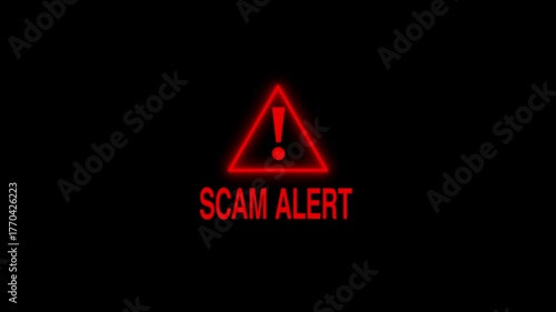 Scam alert symbol, showing digital scam fraud alert and spam alert risk template animation. Cybersecurity risks and system vulnerabilities digital data protection cyber threat prevention
