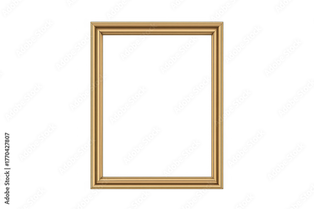 Obraz premium Golden empty frame for picture or text, elegant border, transparent background for easy layering