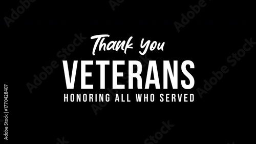 Thank you veterans in black background. Suitable for veterans day greeting cards, social media posts, patriotic designs.