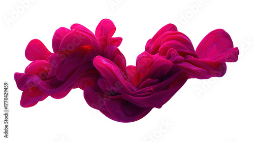 Vivid pink abstract wave, flowing fabric texture, dynamic movement, modern art, creative design, isolated on transparent background, energetic and elegant © Sodapeaw