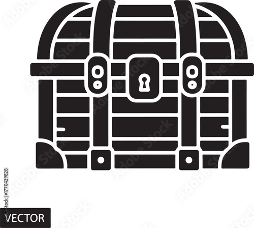 Vintage wooden treasure chest with metal accents and lock symbolizing riches and adventure