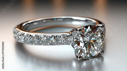 Elegant Diamond Engagement Ring with Clipping Path for Jewelry Design and Marketing