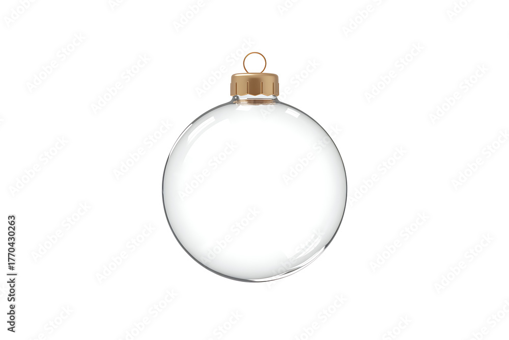 Obraz premium Clear glass sphere ornament with a gold-tone loop, ready for decoration and festive display.
