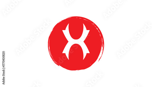 Creative Japanese Chinese Inspired Letter H Logo in cyrcle design template