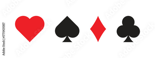 Classic Playing Card Suits Icons – Vector Symbols on White