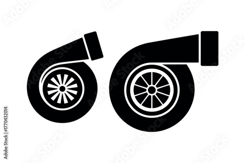 Two black turbocharger icons are displayed side by side on a white background.