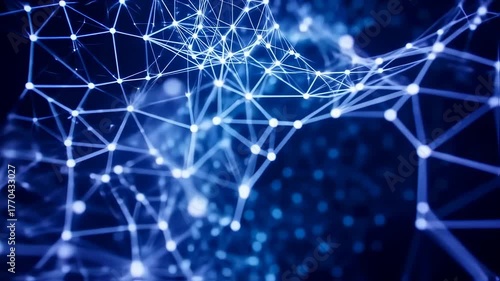 Abstract network of glowing nodes and lines in blue hues, suggesting interconnectedness