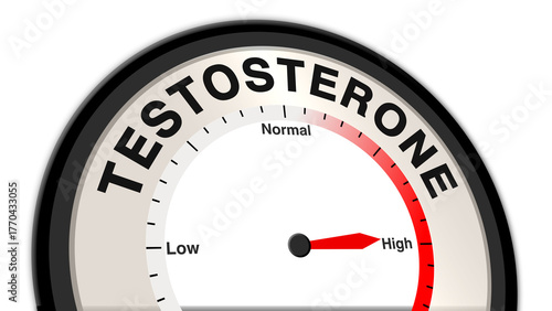 Slika na platnu Testosterone at a high level shown on a barometer or tachometer, symbolizing ele