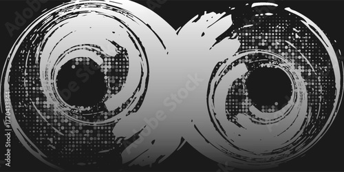 Black and white abstract background with halftone dot style. simple art modern brush design dirty abstract trendy  colours. banner dark illustrations