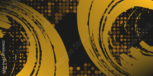 Black and yellow abstract background with halftone dot style. simple art modern brush design dirty
