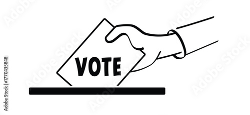 Entering ballots in the box, vote concept. Election Day. Hand putting voting paper into the ballot box. Referendum or politic concept. Political, campaign concept. Voting Box