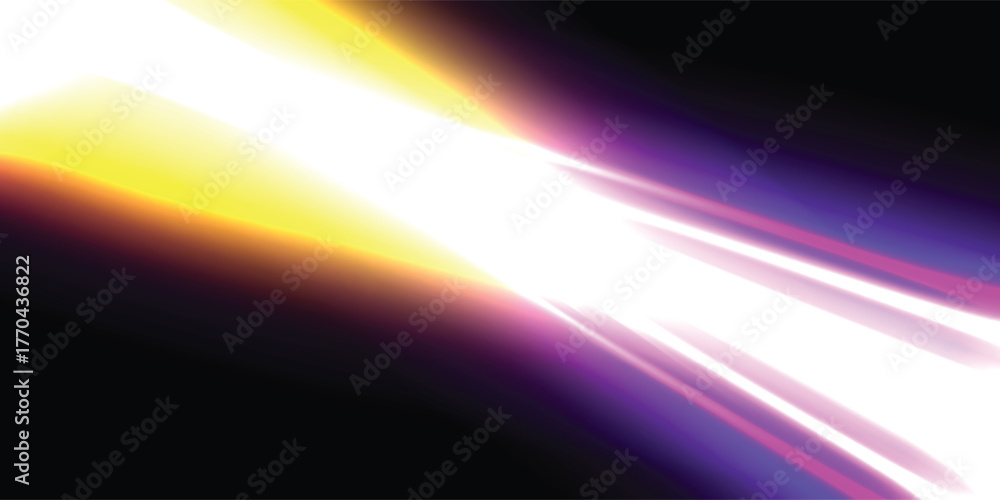 Fototapeta premium Golden light, digital lens flare on black background for overlay. vector
