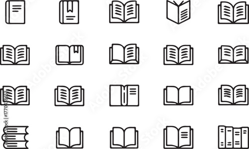 Collection of book icons, representing literature