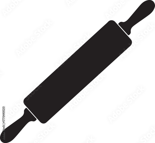 Rolling pin vector icon, rolling pin silhouette vector, rolling pin  silhouette vector illustration isolated on white background