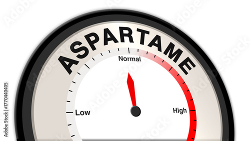 Fotografia Aspartame at normal levels on a barometer or tachometer, indicating balanced con