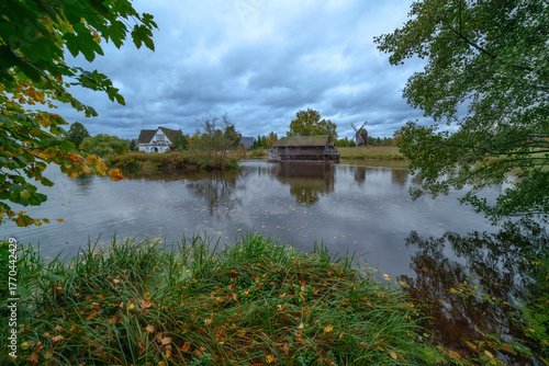 Windmill in Germany - An authentic wooden windmill High quality photo. International Museum Gifhorn
